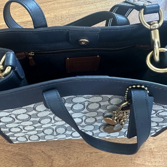 COACH Signature Jacquard Field Tote 30 Navy - Picture 11 of 11